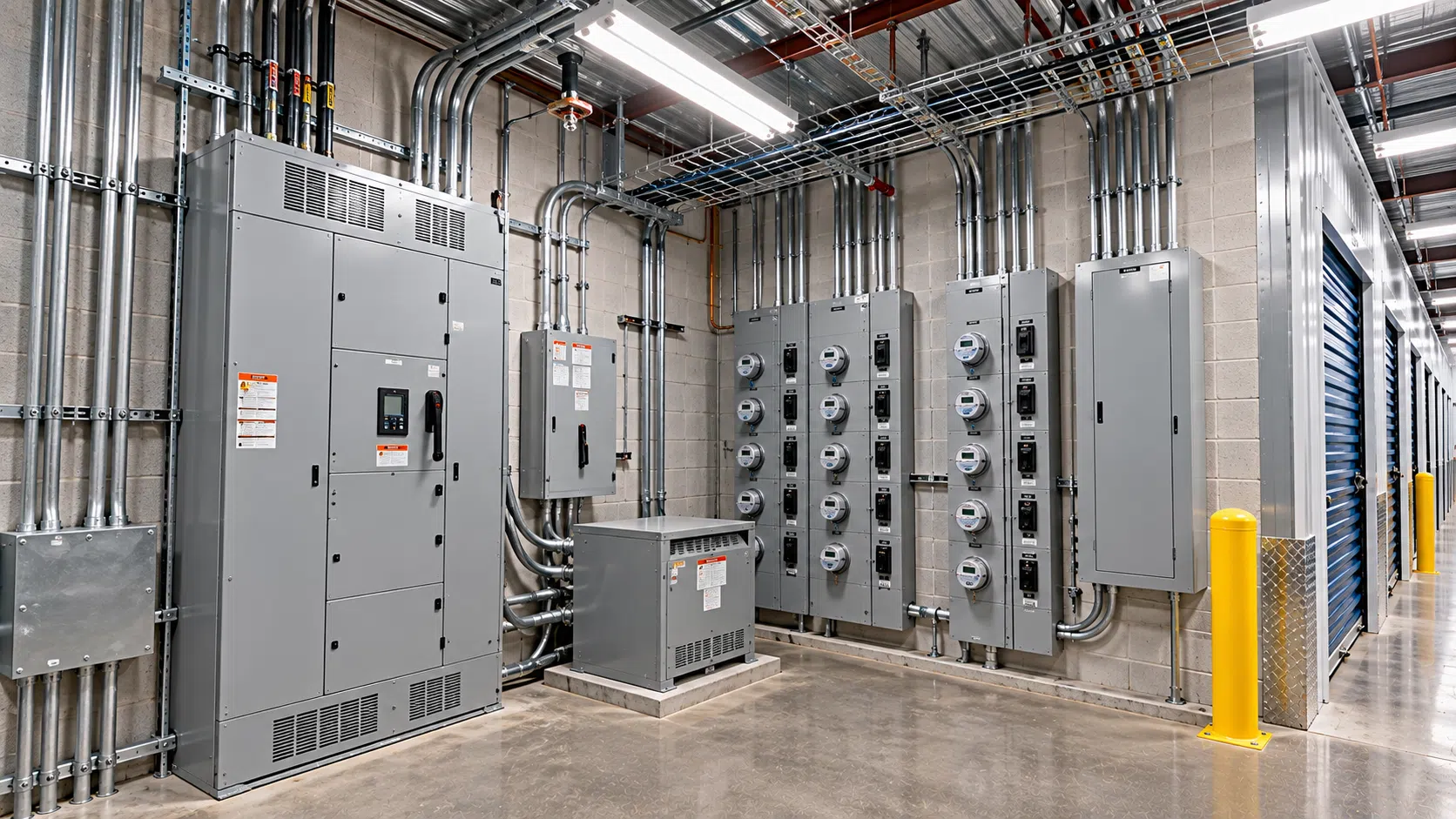 Electrical equipment room at a storage facility