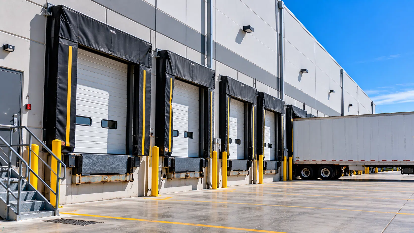 Warehouse loading docks and truck access area